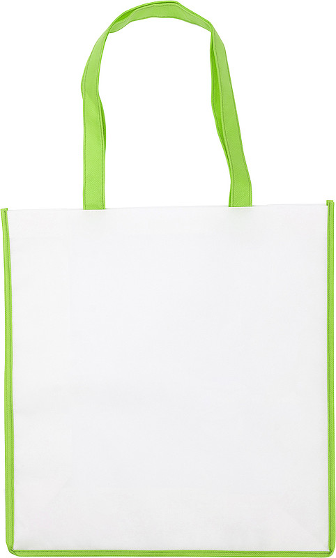 PARIOLA Nákupní taška z netkané textilie, bílá se zeleným lemem
