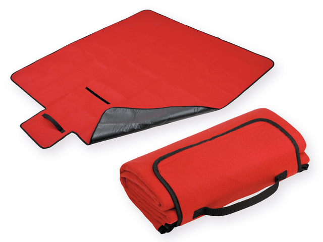 PAT cestovní fleecová deka, spodní strana voděodolná, 160 g/m2, Červená
