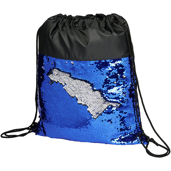 PETRUSIN Stahovací batoh s flitry, černá/královská modrá