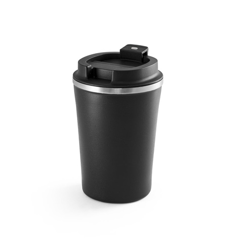 PHELPS CERAMIC. Cestovní hrnek z nerezové oceli s keramickým vřnitřkem, až 470 ml, černá