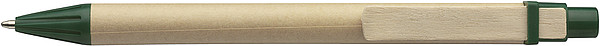 PINOKIO Kartonové kuličkové pero s dřevěným klipem, zelené