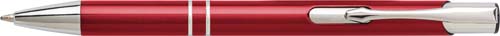 PIRANO Hliníkové kuličkové pero s modrou náplní, stříbrné detaily, červené