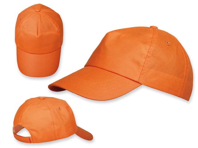 POMPO baseballová čepice z netkané text. (75 g/m2), suchý zip, 5 panelů, Oranžová