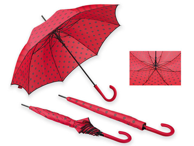 POPPINS polyesterový vystřelovací deštník, 8 panelů, SANTINI, Červená