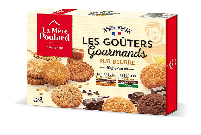 POULAS - La Mére Poulard Tradition Assortiment Les Gouters Gourmands papír 375g - kolekce francouzských sušenek 375g
