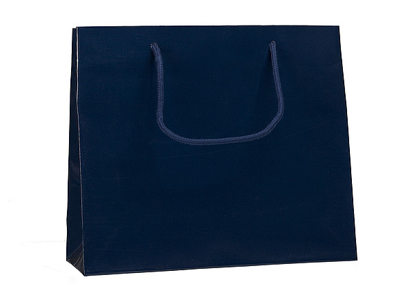 PRIMATA Papírová taška, rozměr 32x10x27,5cm, tmavě modrá,lamino lesk