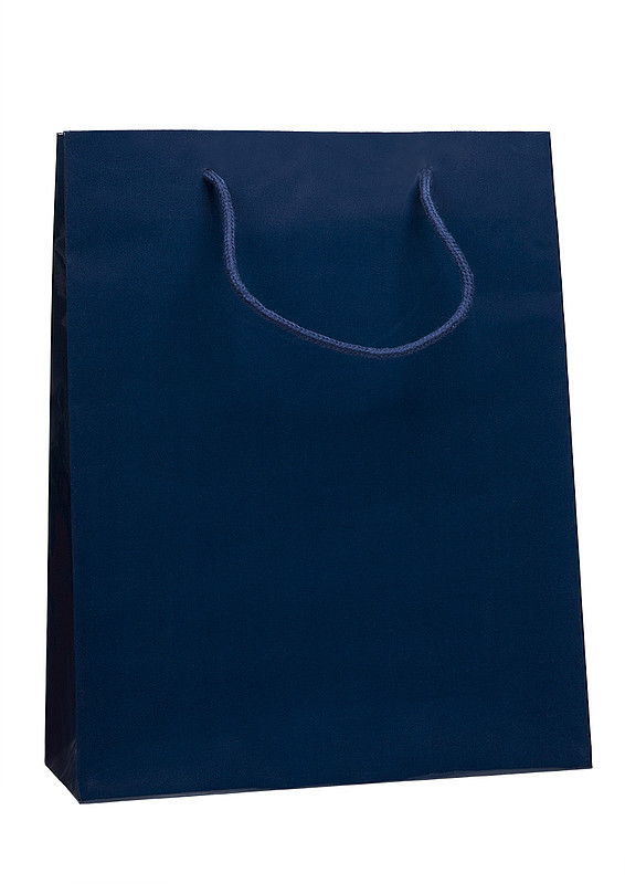 PRIMATA Papírová taška, rozměr 32x13x40cm, tmavě modrá, lamino lesk