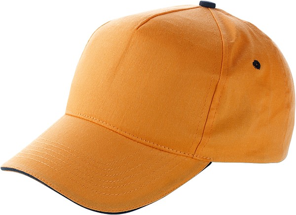 PROGRESA Pětipanelová bavlněná čepice, oranžová