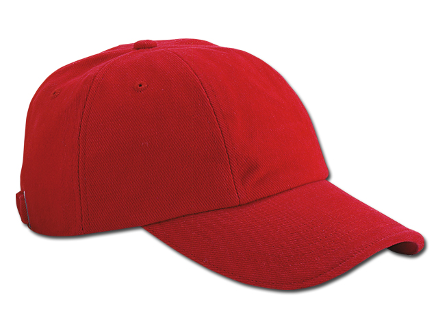 RADO bavlněná baseballová čepice, kovová spona, 6 panelů, Červená