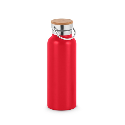 RAGNAR. Dvojstenná vákuovo izolovaná fľaša z nehrdzavejúcej ocele (36% recyklace) 570 ml, červená