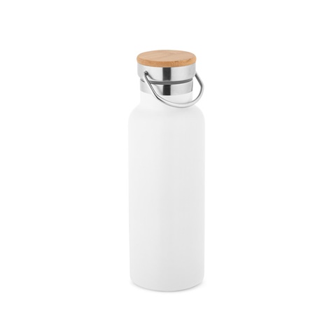 RAGNAR. Dvoustěnná vakuově izolovaná lahev z nerezové oceli (36 % recyklované), 570 ml, bílá
