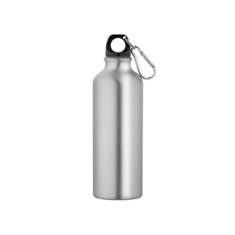 RE-LANDSCAPE M. Láhev z recyklovaného hliníku (100% rAL) s karabinou 530 ml, saténově stříbrná