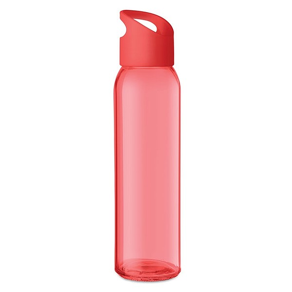 RIPUANA Skleněná láhev s plastovým uzávěrem, 470ml, červená