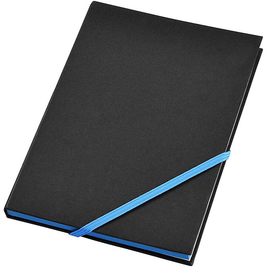RONGER Černý zápisník A5 s barevnou gumičkou, modrý
