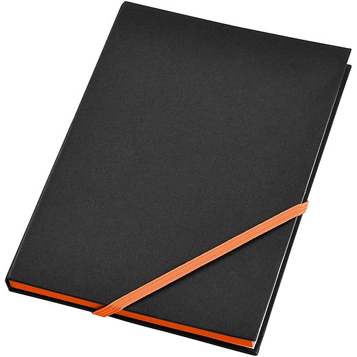 RONGER Černý zápisník A5 s barevnou gumičkou, oranžový