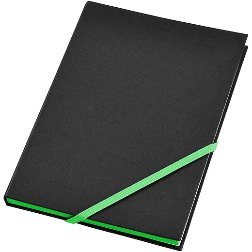 RONGER Černý zápisník A5 s barevnou gumičkou, zelený