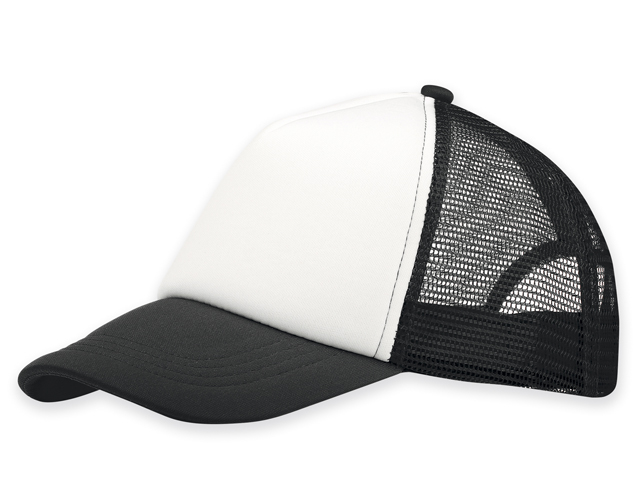 SAFA polyesterová baseballová čepice, plastová spona, 5 panelů, Černá