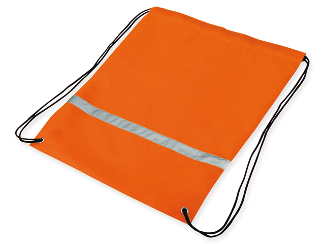 SAFER polyesterový stahovací batoh s reflexním pruhem, 210D, Fluorescenční oranžo