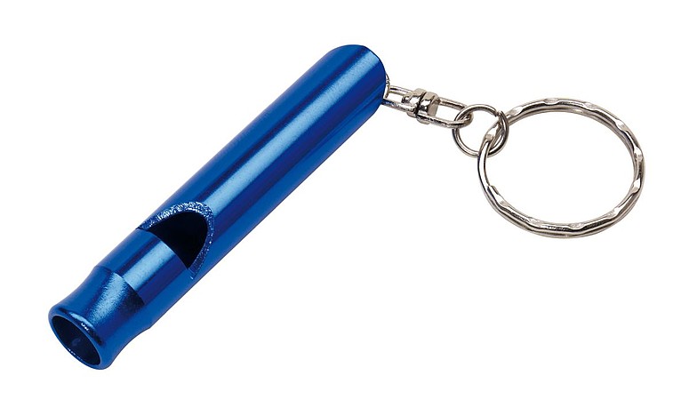SALUT Kovový přívěsek na klíče - píšťalka, modrý