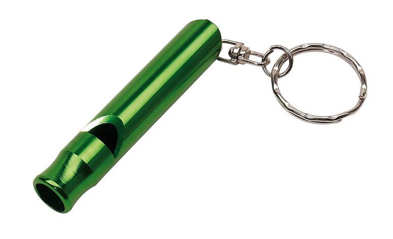 SALUT Kovový přívěsek na klíče - píšťalka, zelený