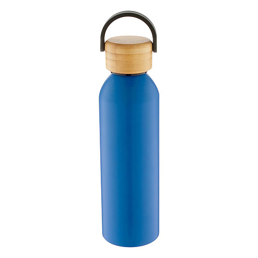 SANGAY Hliníková sportovní láhev s bambusovým víčkem, 600 ml, modrá