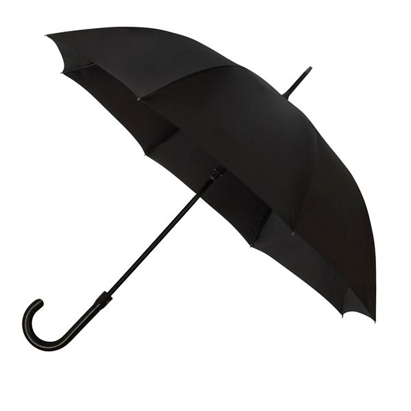 SANTANDER Pánský holový deštník, rukojeť imitace kůže, černá