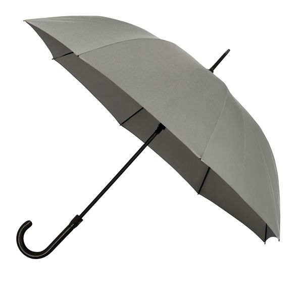 SANTANDER Pánský holový deštník, rukojeť imitace kůže, šedá