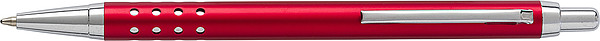 SÁRA Hliníkové tlačítkové kuličkové pero s modrou náplní, červené