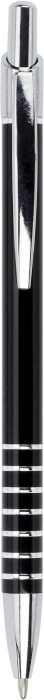 SERAK Hliníkové kuličkové pero s kroužky na úchopu a modrou náplní, černé