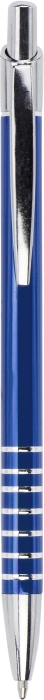 SERAK Hliníkové kuličkové pero s kroužky na úchopu a modrou náplní, modré