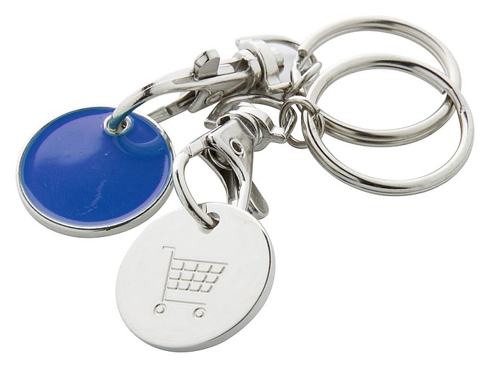 SERINO Kovový přívěsek na klíče s žetonem do nákupního vozíku, modrý