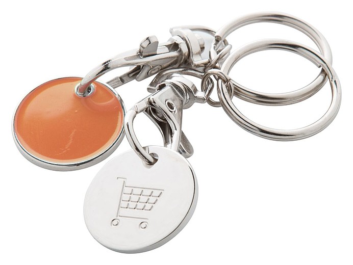SERINO Kovový přívěsek na klíče s žetonem do nákupního vozíku, oranžový