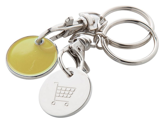 SERINO Kovový přívěsek na klíče s žetonem do nákupního vozíku, žlutý