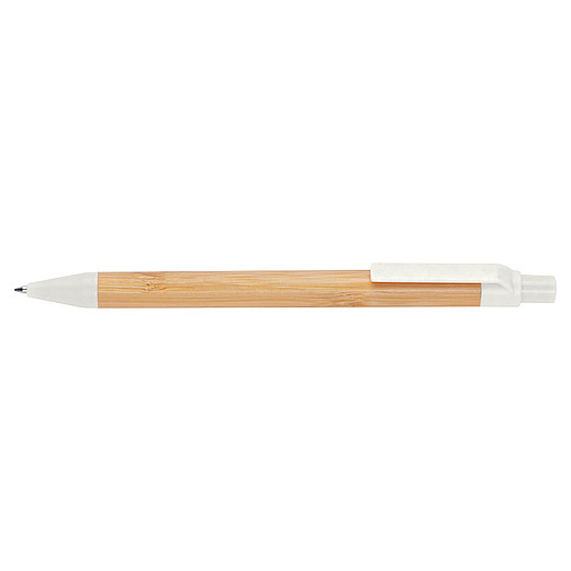 SERIO Kuličkové pero z pšeničné slámy a bambusu, bílé