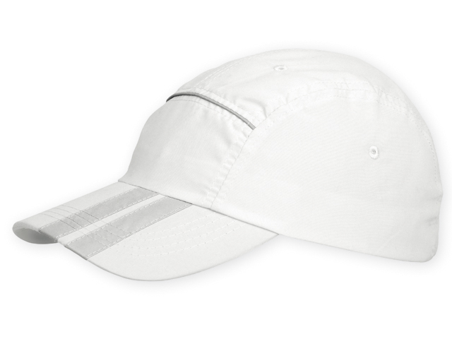 SIGY polyesterová baseballová čepice, reflexní doplňky, suchý zip, Bílá
