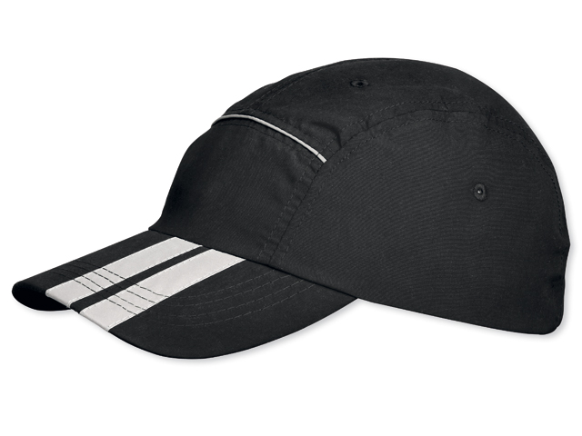 SIGY polyesterová baseballová čepice, reflexní doplňky, suchý zip, Černá