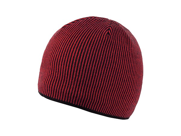 SINGIDA Zimní akrylová čepice s barevnými proužky, červená