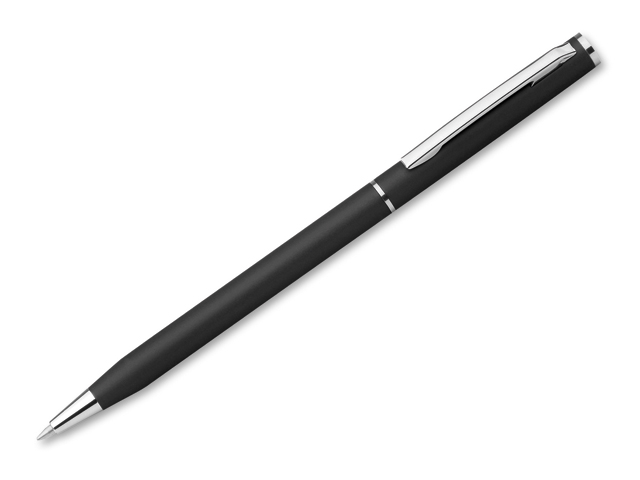SLIM METAL kovové kuličkové pero, modrá náplň, Černá