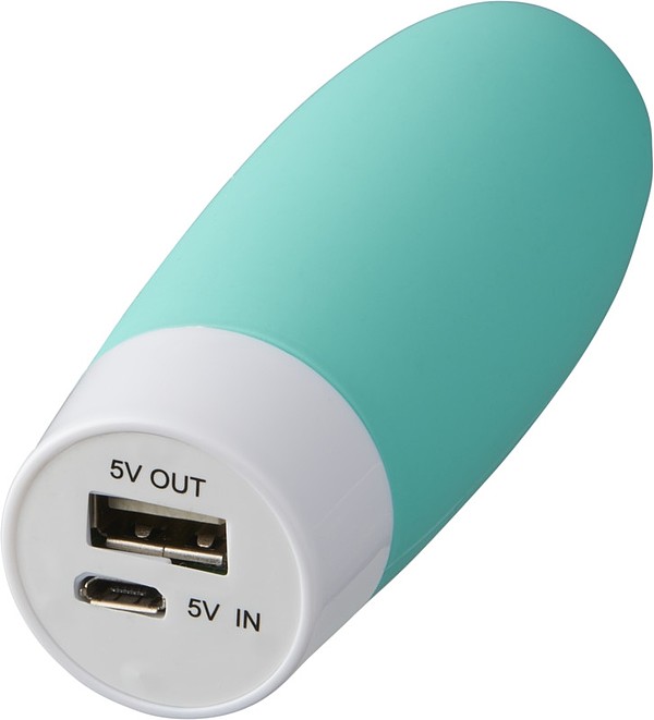 SORIADA Powerbanka s antistresovým povrchem, 2 200 mAh, tyrkysová