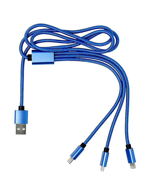 SORIALO Nabíjecí kabel s různými koncovkami. Kobaltově modrá.