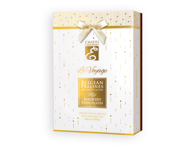 SPARKLE BOX Výběr belgických pralinek s náplní v dárkovém balení, 120g., Bílá