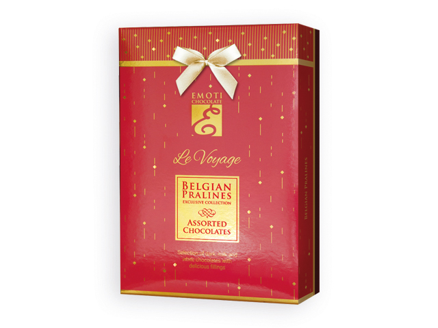 SPARKLE BOX Výběr belgických pralinek s náplní v dárkovém balení, 120g., Červená
