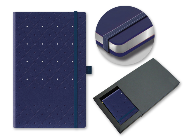 SPOTTY SKY poznámkový zápisník s gumičkou 130x210 mm, Modrá