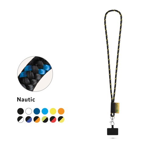 STAFFORD. SADA šňůrky na krk NAUTIC Dlouhá (Ø 7 mm) s karabinou 9 mm a držákem na mobilní telefon, fluorescenční žlutá