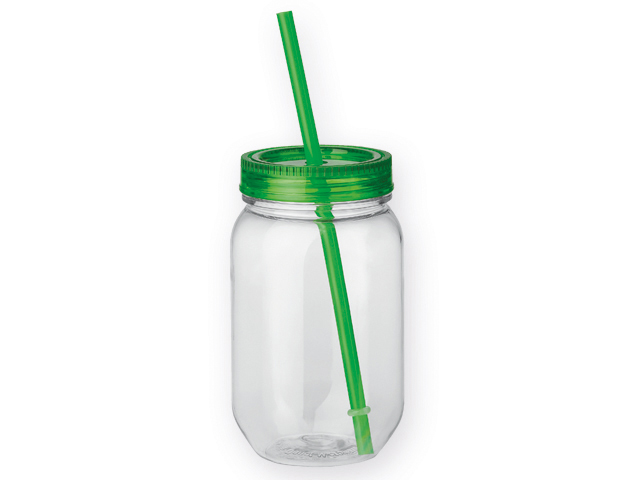 STRAW plastová láhev s brčkem, 550 ml, Zelená