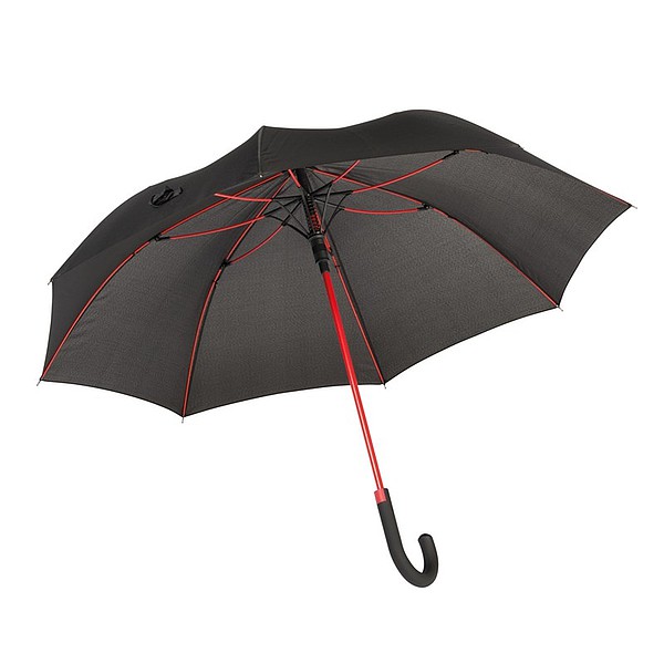TELAMON Automatický holový deštník s pogumovanou rukojetí, černá/červená