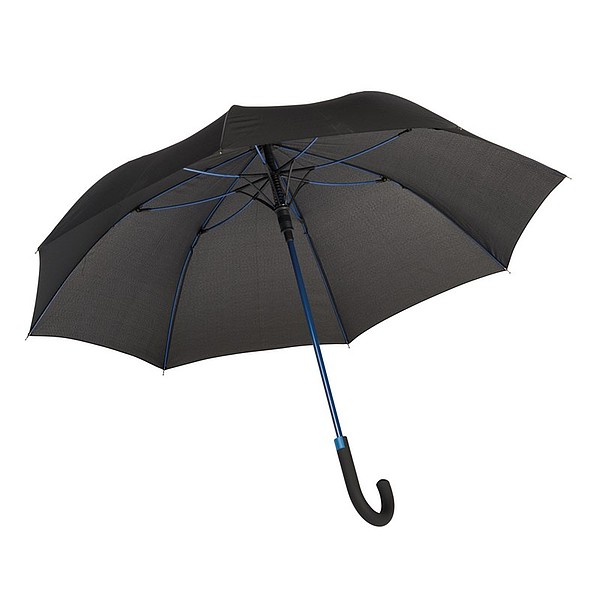 TELAMON Automatický holový deštník s pogumovanou rukojetí, černá/modrá
