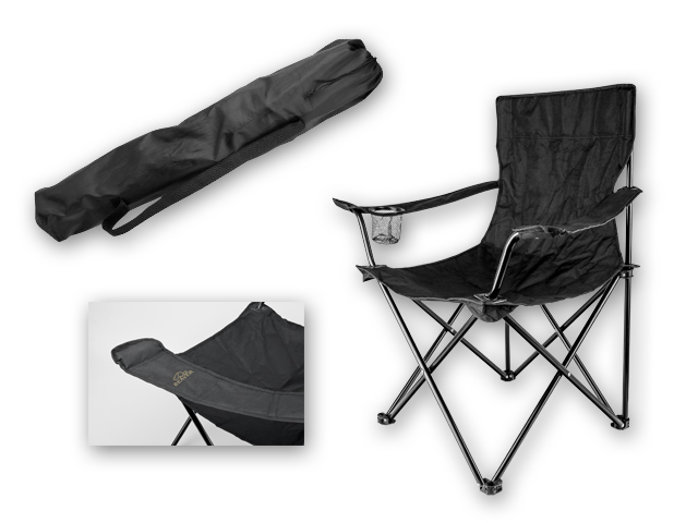 THRONE textilní skládací židle, nosnost 100 kg, BEAVER, Černá