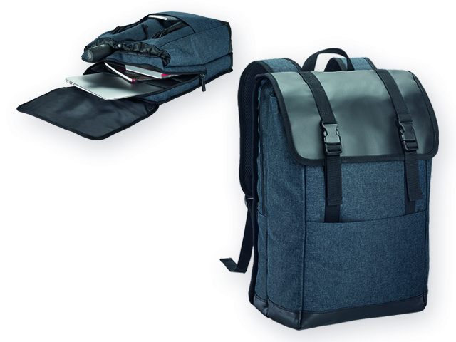 TRAVELLER polyesterový batoh na notebook, 600D, Modrý melír