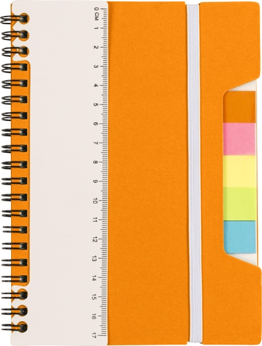 TREVIR Kroužkový zápisník s pravítkem a memo lístky, oranžová